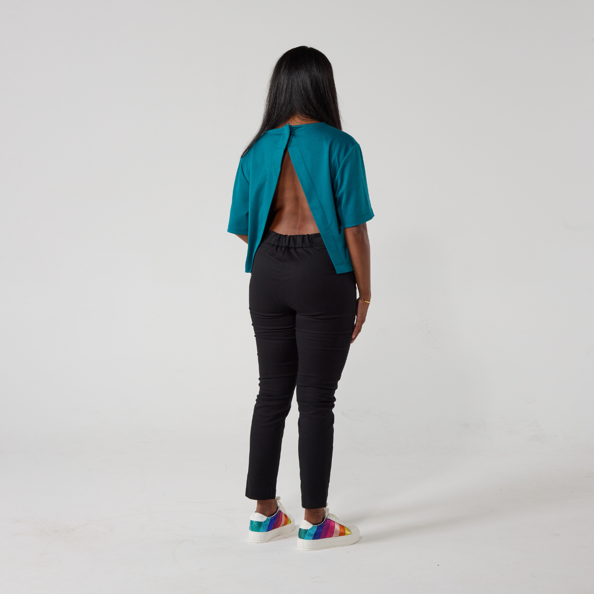 Adaptive Backless Teal Crop Top | Disabled Clothes | Short Stature ...